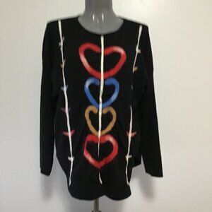 Gabby Isabella Crew Neck Multi Colour Heart Motif Sweater Size XL